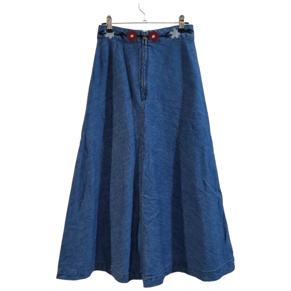 GORMAN Maxi Length Denim Skirt with Embroidery, Size 6 - Picture 2 of 8